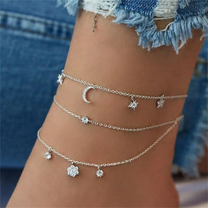 Boho Butterfly Anklet Crystal Ankle Bracelet Foot Chain Leg Bracelet