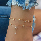 Boho Butterfly Anklet Crystal Ankle Bracelet Foot Chain Leg Bracelet