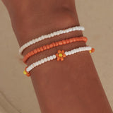 Boho Style Resin Seed Rice Beads Bracelet Colorful Flower Daisy Beach Jewelry