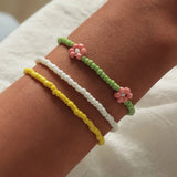 Boho Style Resin Seed Rice Beads Bracelet Colorful Flower Daisy Beach Jewelry