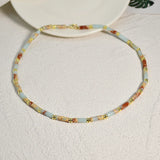 Boho Stone Healing Choker Necklace with Amazonite Lapis Lazuli Agate