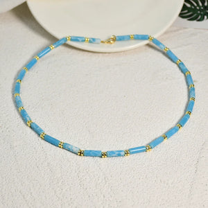 Boho Stone Healing Choker Necklace with Amazonite Lapis Lazuli Agate