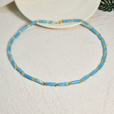 Boho Stone Healing Choker Necklace with Amazonite Lapis Lazuli Agate