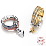 Celestial Moon & Sun Ring 925 Silver Fine Jewelry