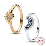 Celestial Moon & Sun Ring 925 Silver Fine Jewelry