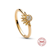 Summer Sparkling Moon Sun Ring 925 Silver