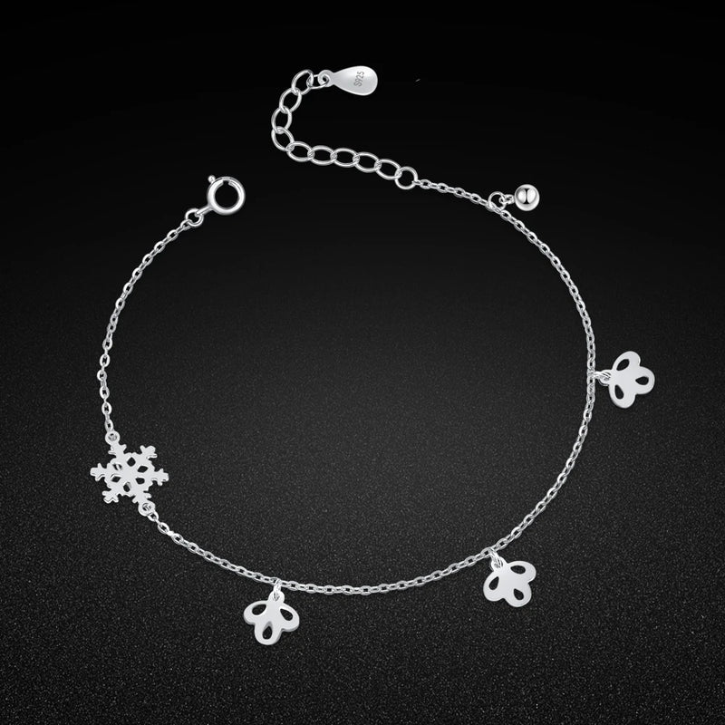 Snowflake Pendant 925 Silver Anklet for Women