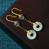 Vintage Butterfly Hetian Jade Earrings for Women