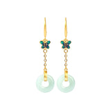 Vintage Butterfly Hetian Jade Earrings for Women