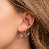 18k Plated CZ Peach Fruits Charm Ear Cuffs