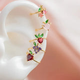 18k Plated CZ Peach Fruits Charm Ear Cuffs