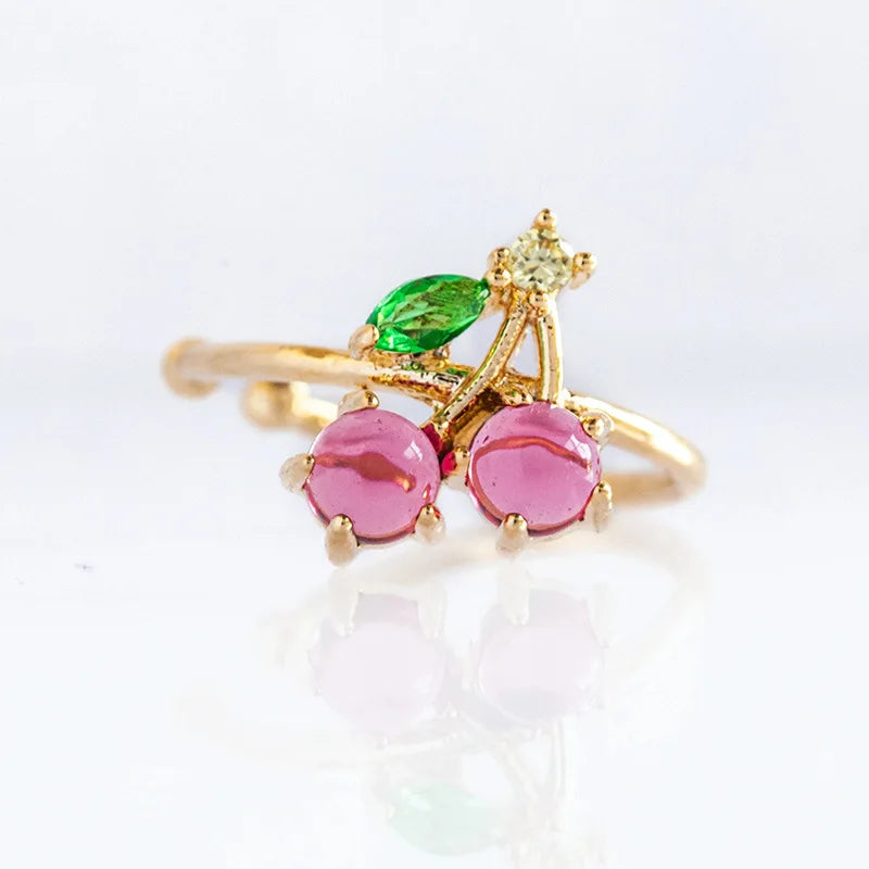 18k Plated CZ Peach Fruits Charm Ear Cuffs