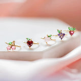 18k Plated CZ Peach Fruits Charm Ear Cuffs