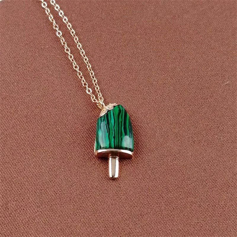 Summer Shell Ice Cream Pendant Necklace Titanium Steel Clavicle Chain