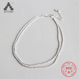 925 Silver Chain Anklet Beads Bracelet Foot Jewelry Summer Beach Party