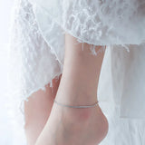 925 Silver Chain Anklets for Women Beach Party Ankle Bracelet Foot Jewelry