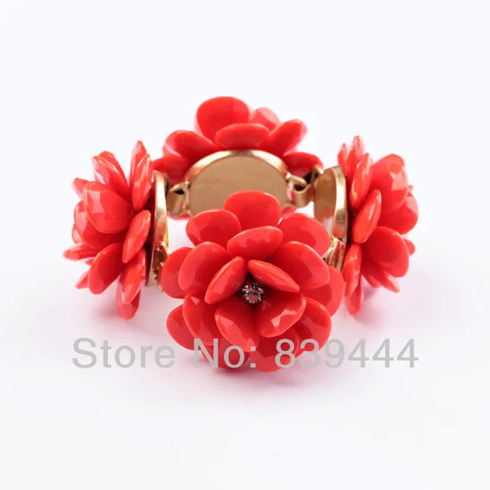 Rose Crystal Flower Bracelet for Women