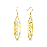 Personalized Hoop Oval Drop Earrings Stainless Steel Name Earrings