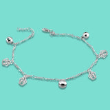 925 Sterling Silver Anklet Crown Pendant Solid Silver Ankle Bracelet