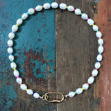 Summer Natural Pearl Beaded Necklace Openable Screw Buckle Pendant