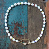 Summer Natural Pearl Beaded Necklace Openable Screw Buckle Pendant