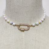 Summer Natural Pearl Beaded Necklace Openable Screw Buckle Pendant