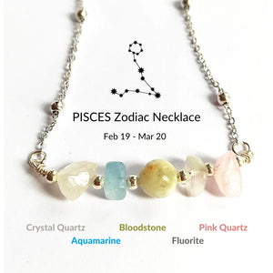 Summer Pisces Zodiac Necklace Stainless Steel Natural Stones Gift