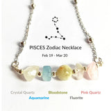 Summer Pisces Zodiac Necklace Stainless Steel Natural Stones Gift