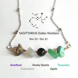 Sagittarius Zodiac Necklace with Natural Stones - Gift for Girlfriend