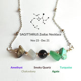Sagittarius Zodiac Necklace with Natural Stones - Gift for Girlfriend