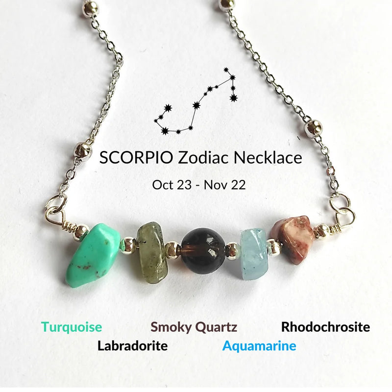 Summer Scorpio Zodiac Necklace Stainless Steel Natural Stone Gift