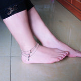 925 Sterling Silver Anklet Multilayer Bell Pendant Solid Silver Anklet