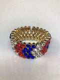 Summer Women Rhinestone Wide Elastic Bracelet Multilayer Jewelry