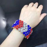 Summer Women Rhinestone Wide Elastic Bracelet Multilayer Jewelry