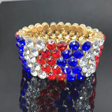 Summer Women Rhinestone Wide Elastic Bracelet Multilayer Jewelry