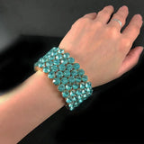 Summer Women Rhinestone Wide Elastic Bracelet Multilayer Jewelry