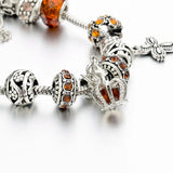 Summer Flower Charm Bracelet Ladies Crown Pendant Jewelry Crystal Bracelet