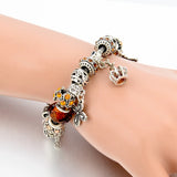 Summer Flower Charm Bracelet Ladies Crown Pendant Jewelry Crystal Bracelet