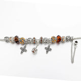 Summer Flower Charm Bracelet Ladies Crown Pendant Jewelry Crystal Bracelet