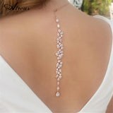 Zircon Bridal Back Necklace Metal Chain for Wedding Party