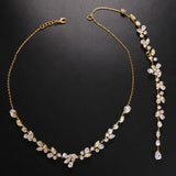 Zircon Bridal Back Necklace Metal Chain for Wedding Party