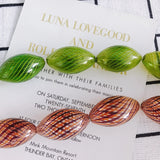 Summer Fresh Striped Glass Loose Beads Oval Straight Hole DIY Necklace