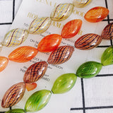 Summer Fresh Striped Glass Loose Beads Oval Straight Hole DIY Necklace