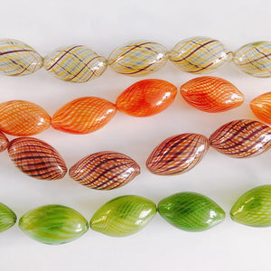 Summer Fresh Striped Glass Loose Beads Oval Straight Hole DIY Necklace
