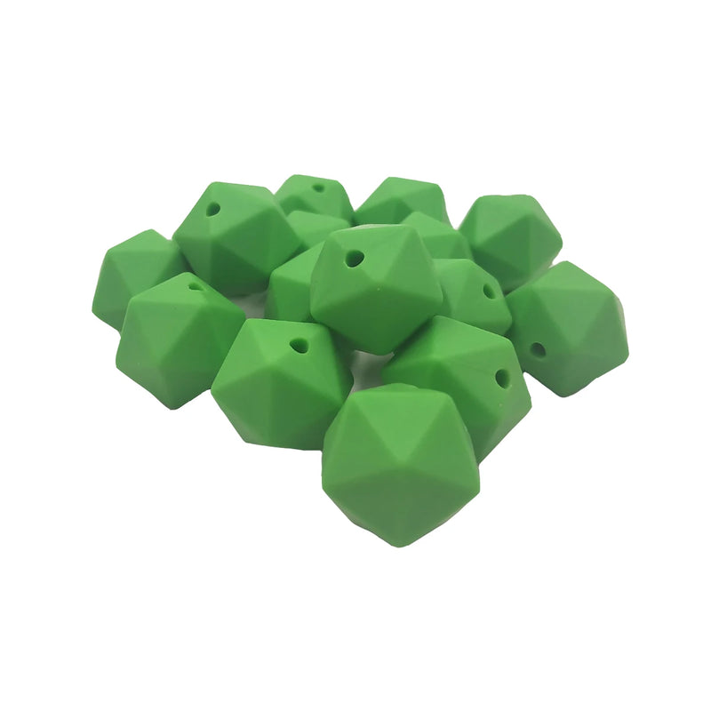 Green Icosahedron Silicone Bead for DIY Craft
