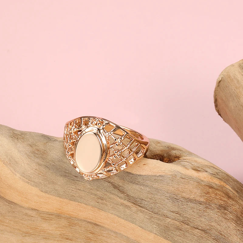 Moroccan Vintage Hollow Jewelry Ring 585 Plating Glossy Party Ring
