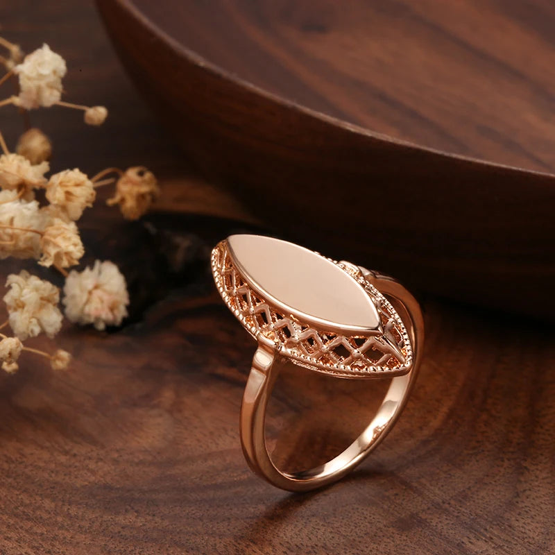 Moroccan Vintage Hollow Jewelry Ring 585 Plating Glossy Party Ring