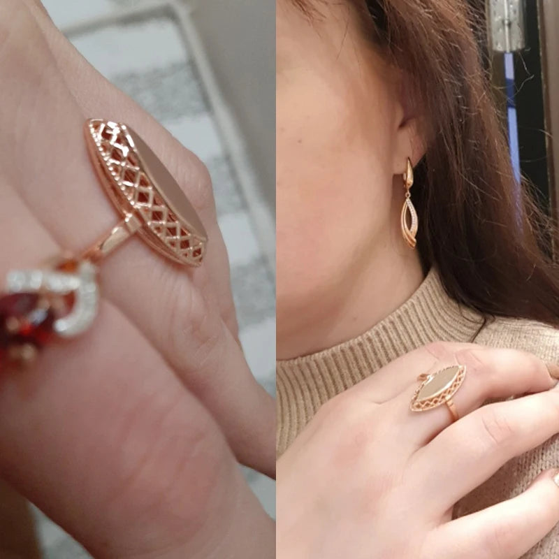 Moroccan Vintage Hollow Jewelry Ring 585 Plating Glossy Party Ring