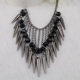 Summer Hot Necklace Dark Plated Chain Acrylic Beads Rivet Tassel
