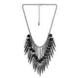 Summer Hot Necklace Dark Plated Chain Acrylic Beads Rivet Tassel